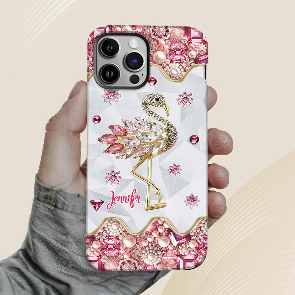 Juste une fille qui aime les flamants roses - Coque de téléphone personnalisée avec impression intégrale de flamants roses