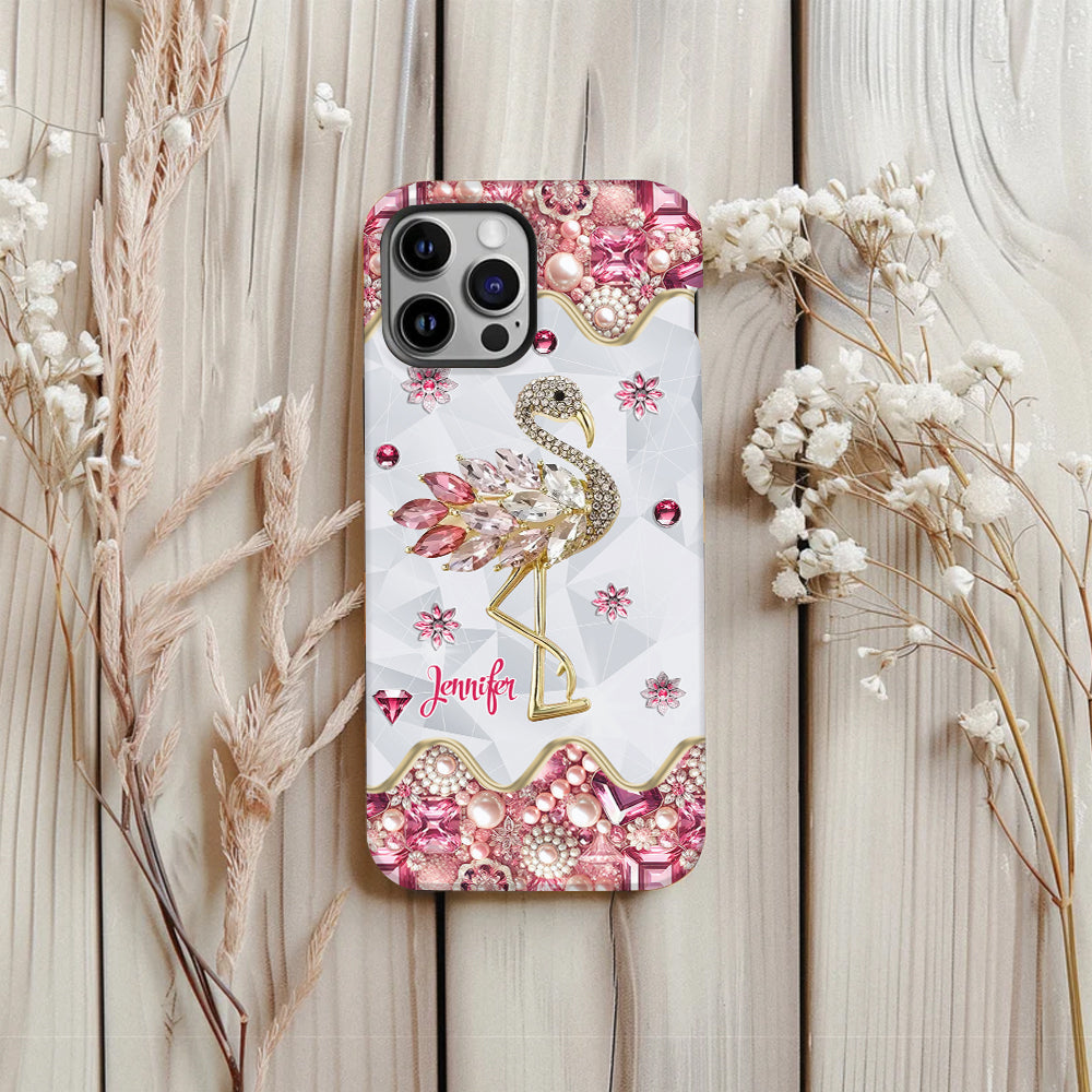 Juste une fille qui aime les flamants roses - Coque de téléphone personnalisée avec impression intégrale de flamants roses