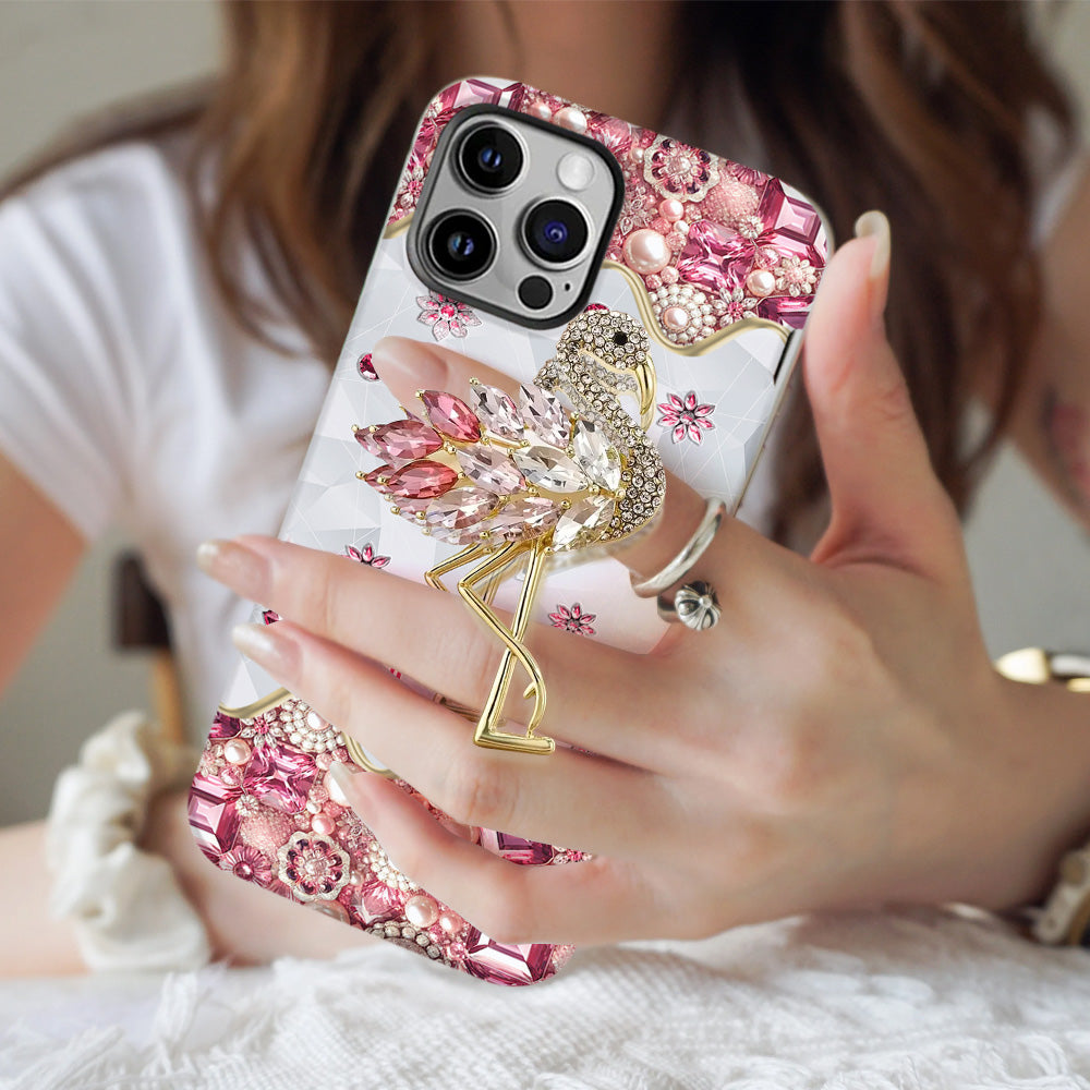 Juste une fille qui aime les flamants roses - Coque de téléphone personnalisée avec impression intégrale de flamants roses