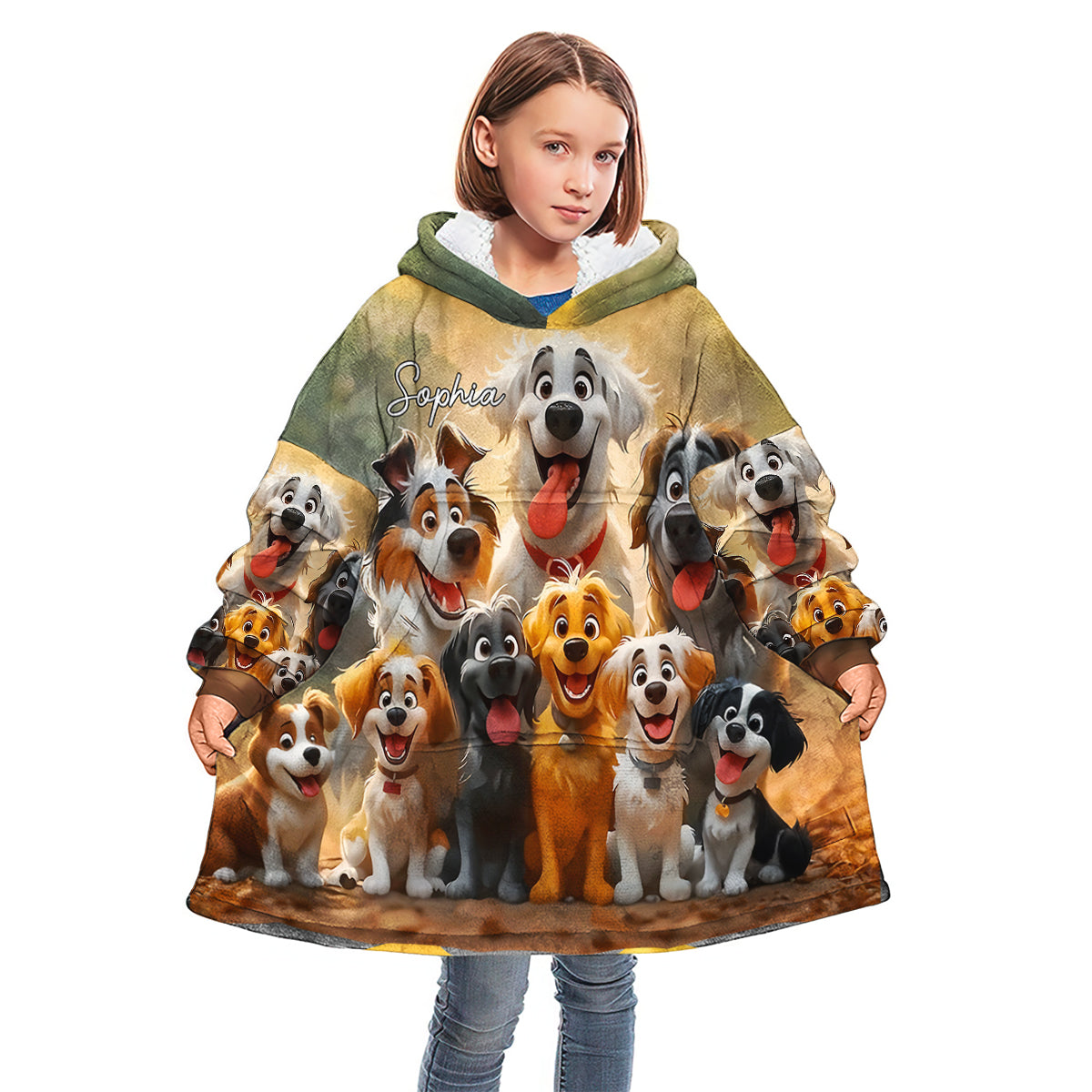 Einfach ein Mädchen, das Hunde liebt – personalisierter Hunde-Hoodie