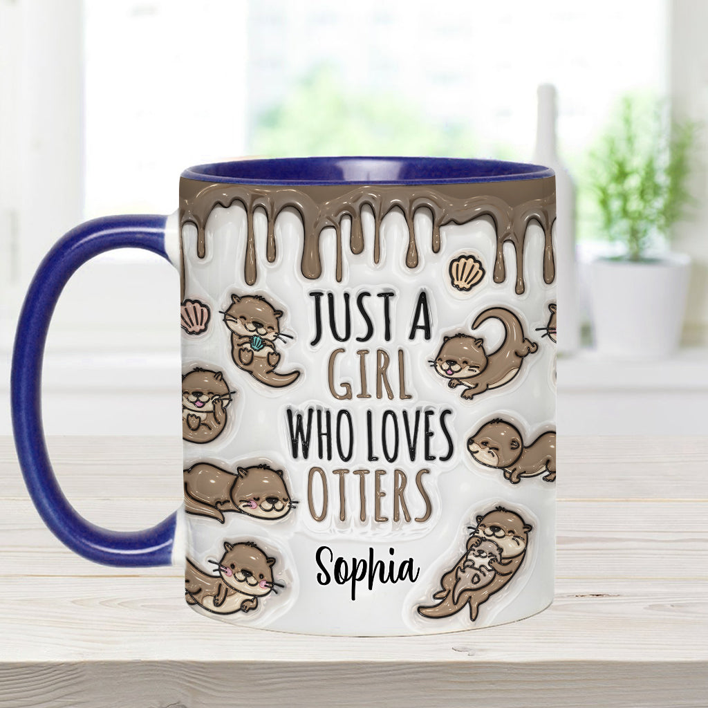 Einfach ein Mädchen, das Otter liebt – personalisierte Tasse mit Ottermotiv