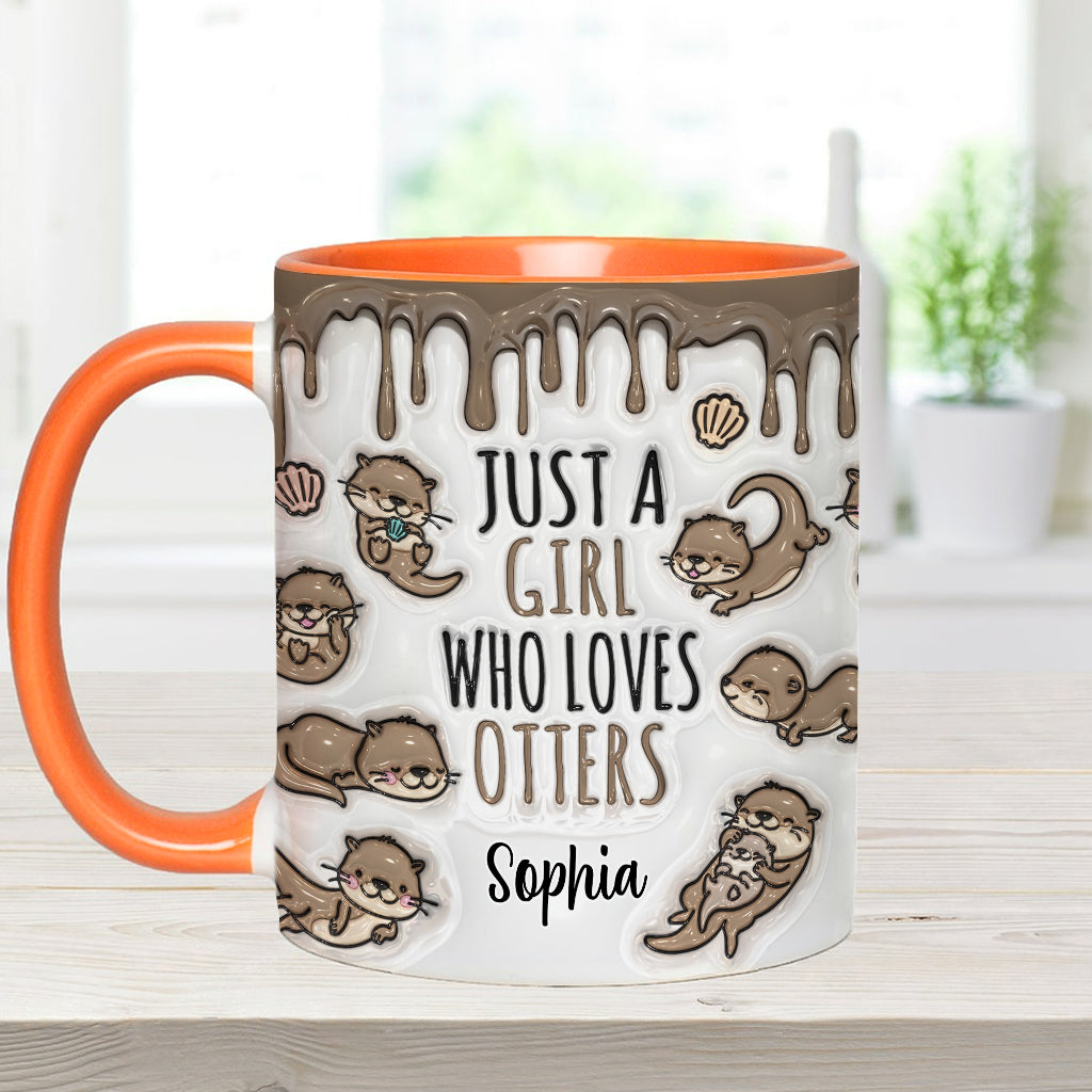 Einfach ein Mädchen, das Otter liebt – personalisierte Tasse mit Ottermotiv