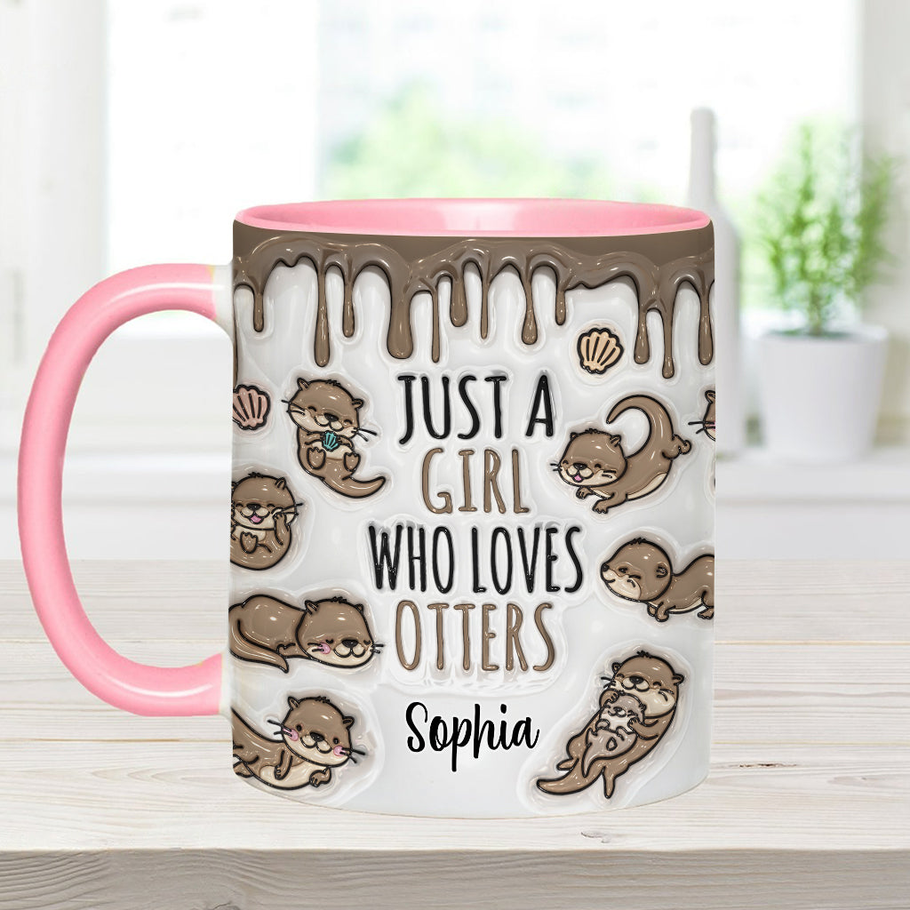Einfach ein Mädchen, das Otter liebt – personalisierte Tasse mit Ottermotiv