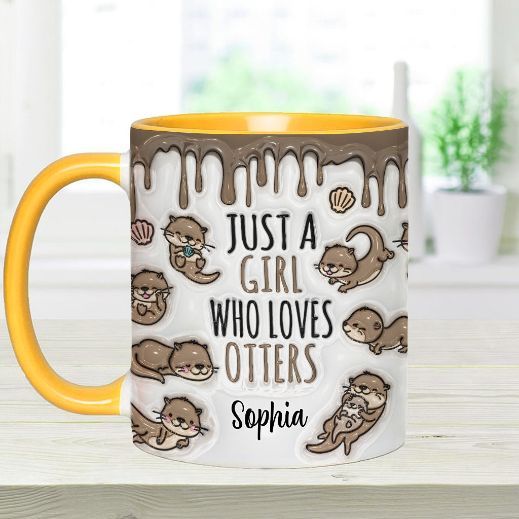 Einfach ein Mädchen, das Otter liebt – personalisierte Tasse mit Ottermotiv
