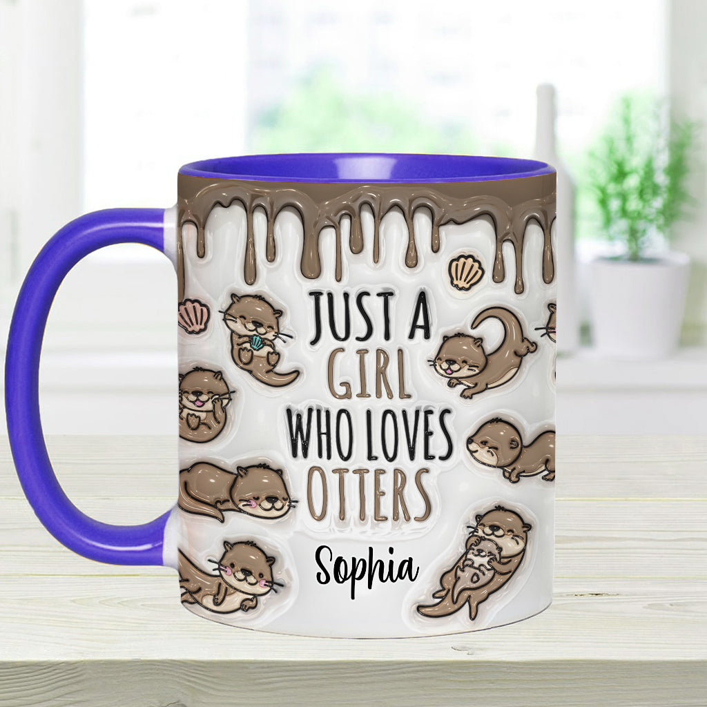 Einfach ein Mädchen, das Otter liebt – personalisierte Tasse mit Ottermotiv