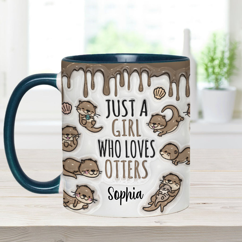 Einfach ein Mädchen, das Otter liebt – personalisierte Tasse mit Ottermotiv