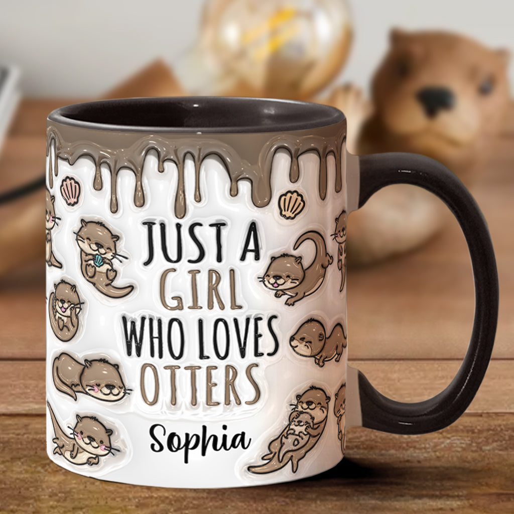 Einfach ein Mädchen, das Otter liebt – personalisierte Tasse mit Ottermotiv