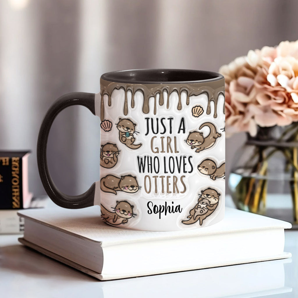 Einfach ein Mädchen, das Otter liebt – personalisierte Tasse mit Ottermotiv