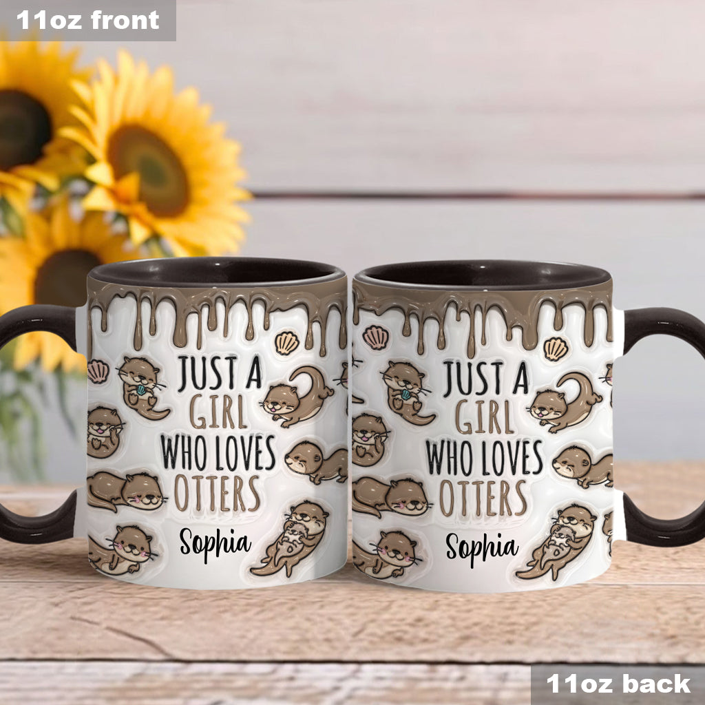 Einfach ein Mädchen, das Otter liebt – personalisierte Tasse mit Ottermotiv
