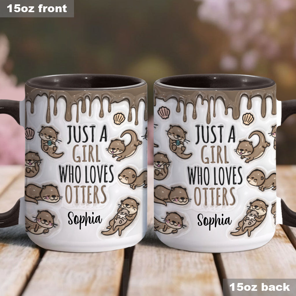 Einfach ein Mädchen, das Otter liebt – personalisierte Tasse mit Ottermotiv