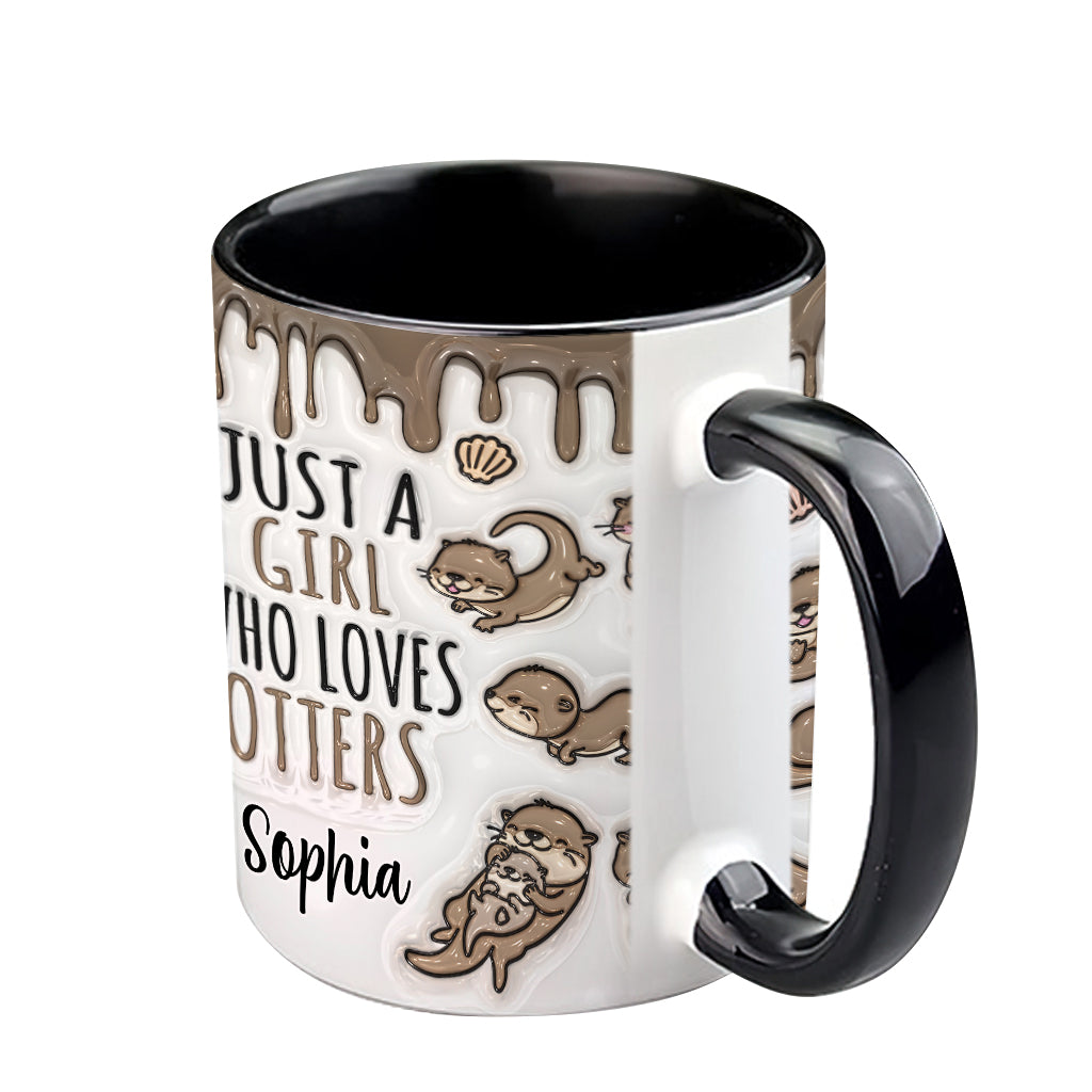 Einfach ein Mädchen, das Otter liebt – personalisierte Tasse mit Ottermotiv