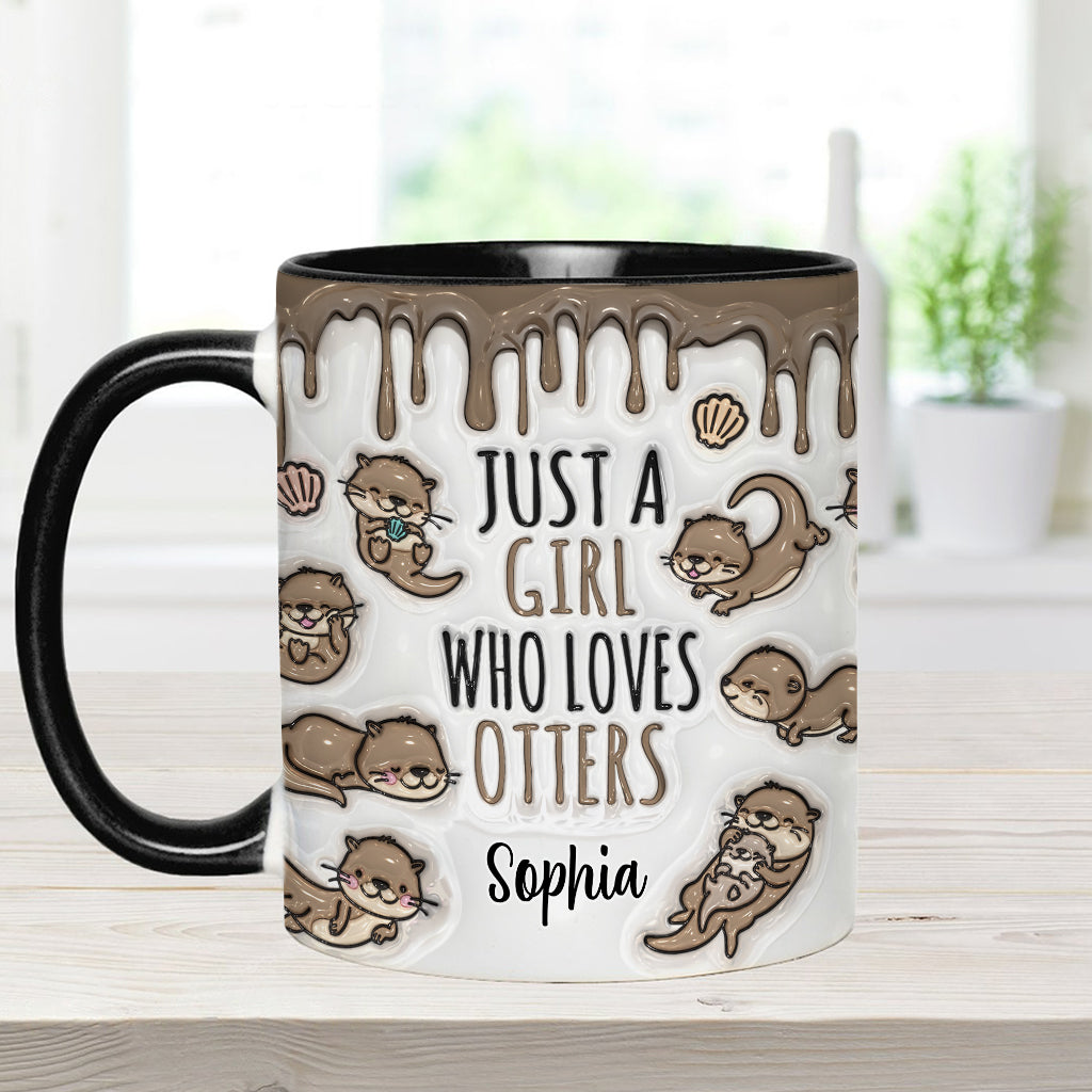 Einfach ein Mädchen, das Otter liebt – personalisierte Tasse mit Ottermotiv