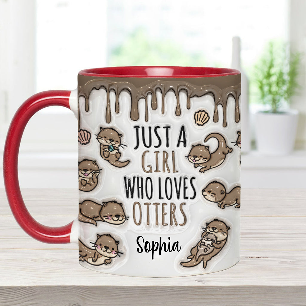 Einfach ein Mädchen, das Otter liebt – personalisierte Tasse mit Ottermotiv