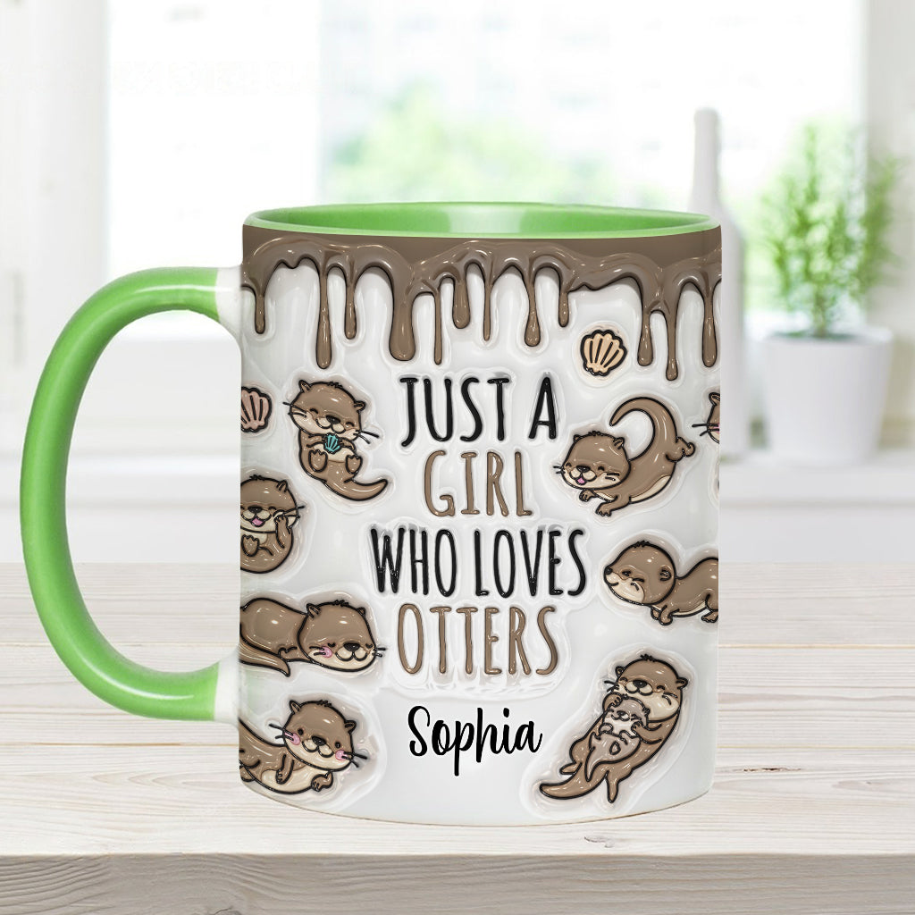 Einfach ein Mädchen, das Otter liebt – personalisierte Tasse mit Ottermotiv