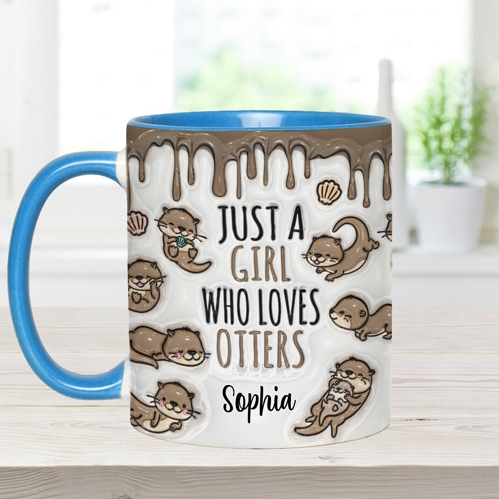 Einfach ein Mädchen, das Otter liebt – personalisierte Tasse mit Ottermotiv