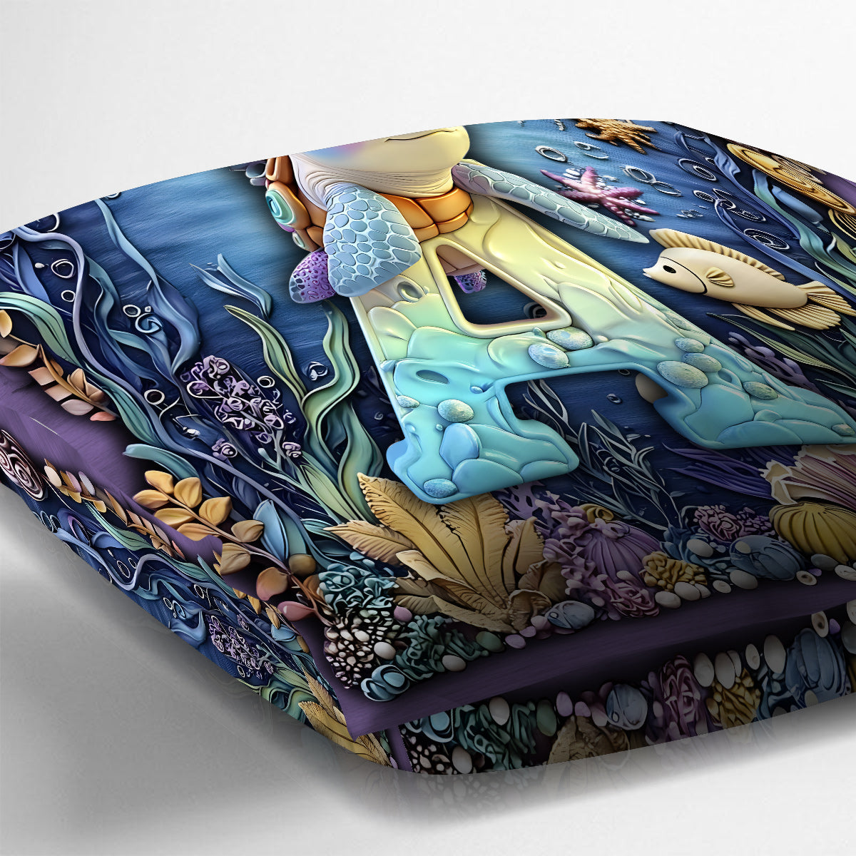 Coussin décoratif personnalisé pour enfant avec l'alphabet des tortues mignonnes