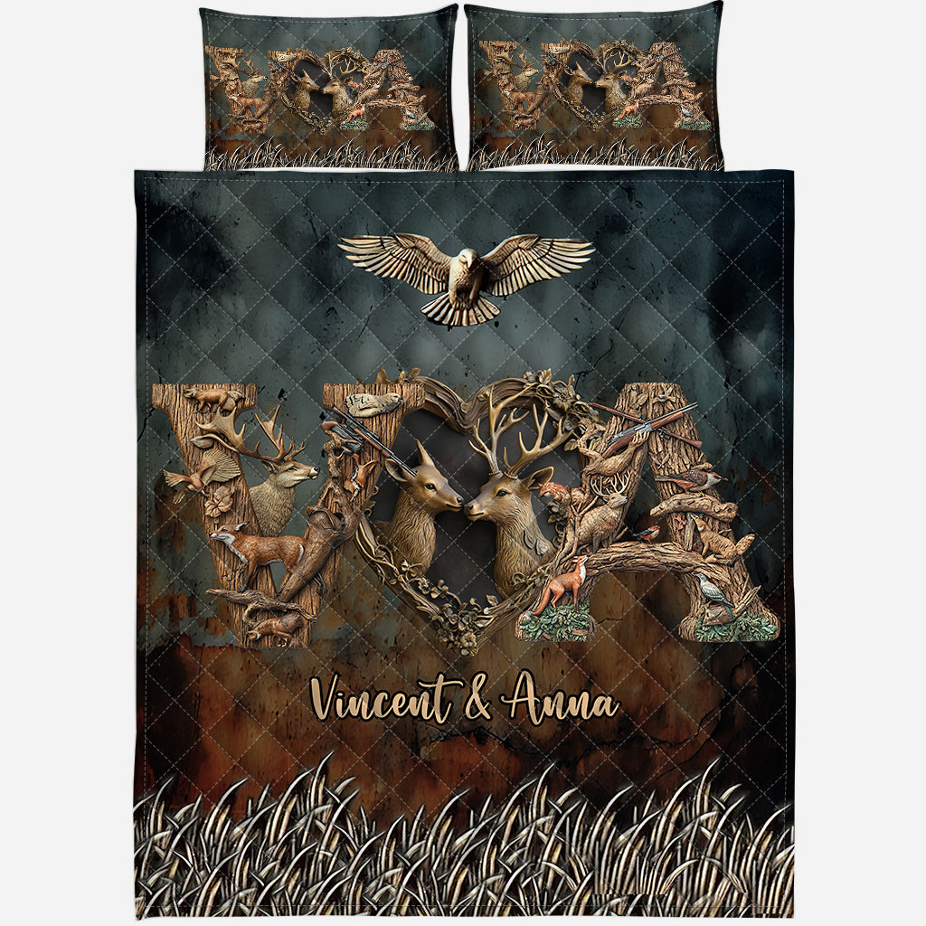Son cerf, sa biche - Ensemble de courtepointe de chasse personnalisé