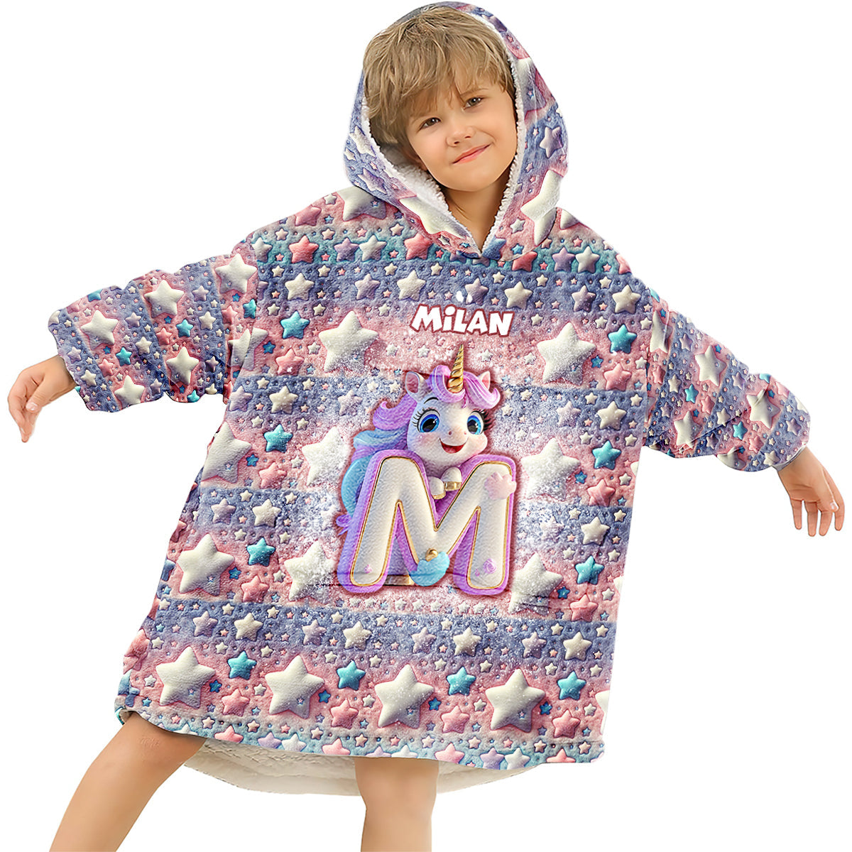 Licorne mignonne - Couverture à capuche personnalisée pour enfant