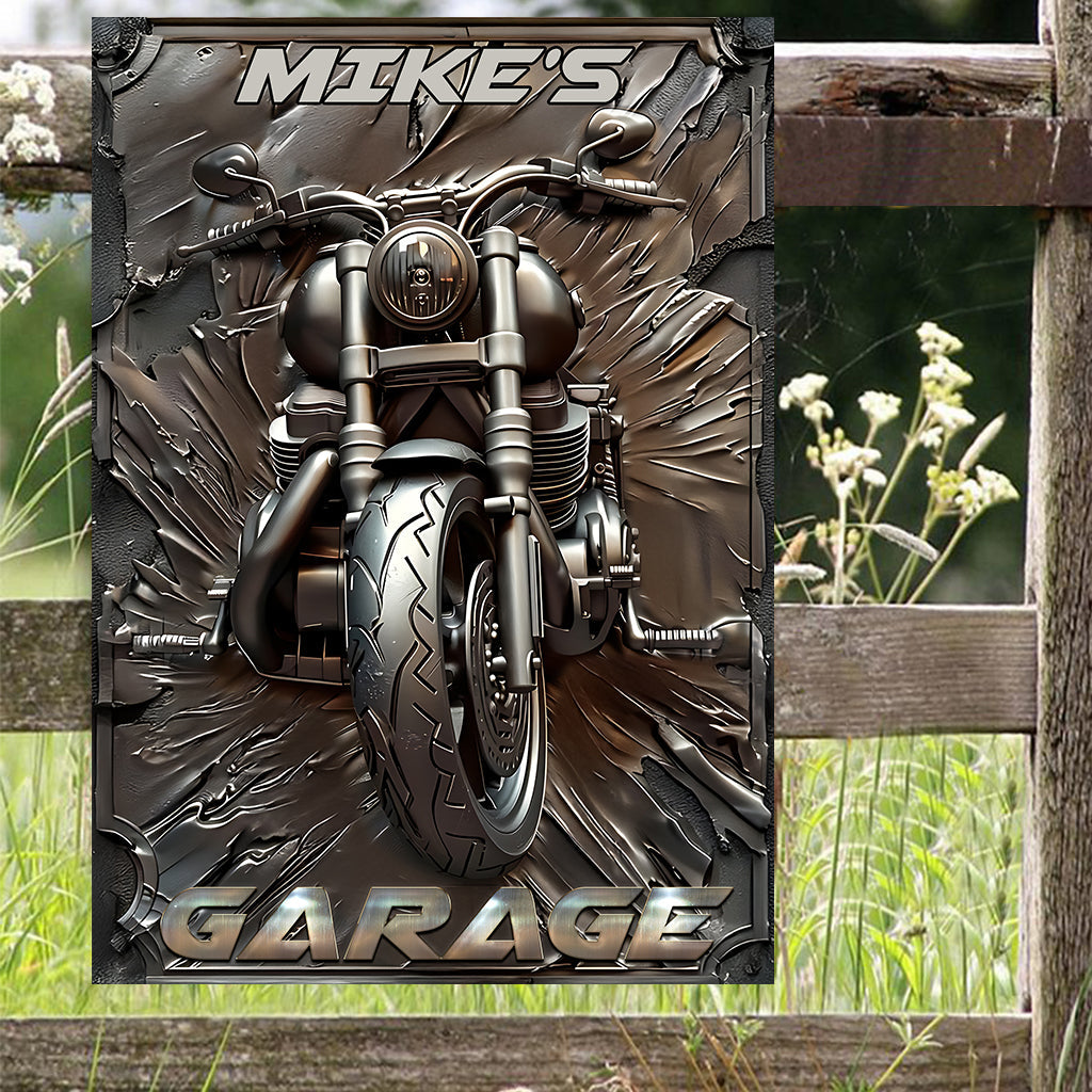 Plaque métallique rectangulaire personnalisée pour motards, style vintage