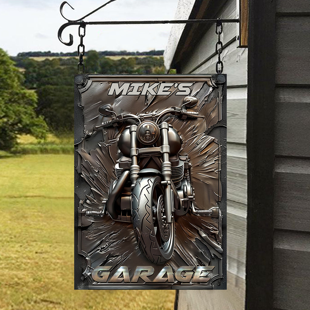 Plaque métallique rectangulaire personnalisée pour motards, style vintage
