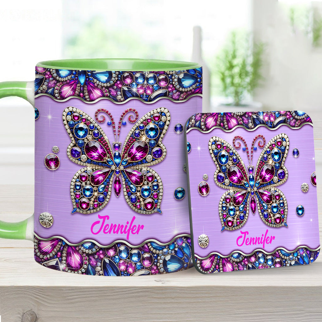 Mug personnalisé à motif papillon scintillant