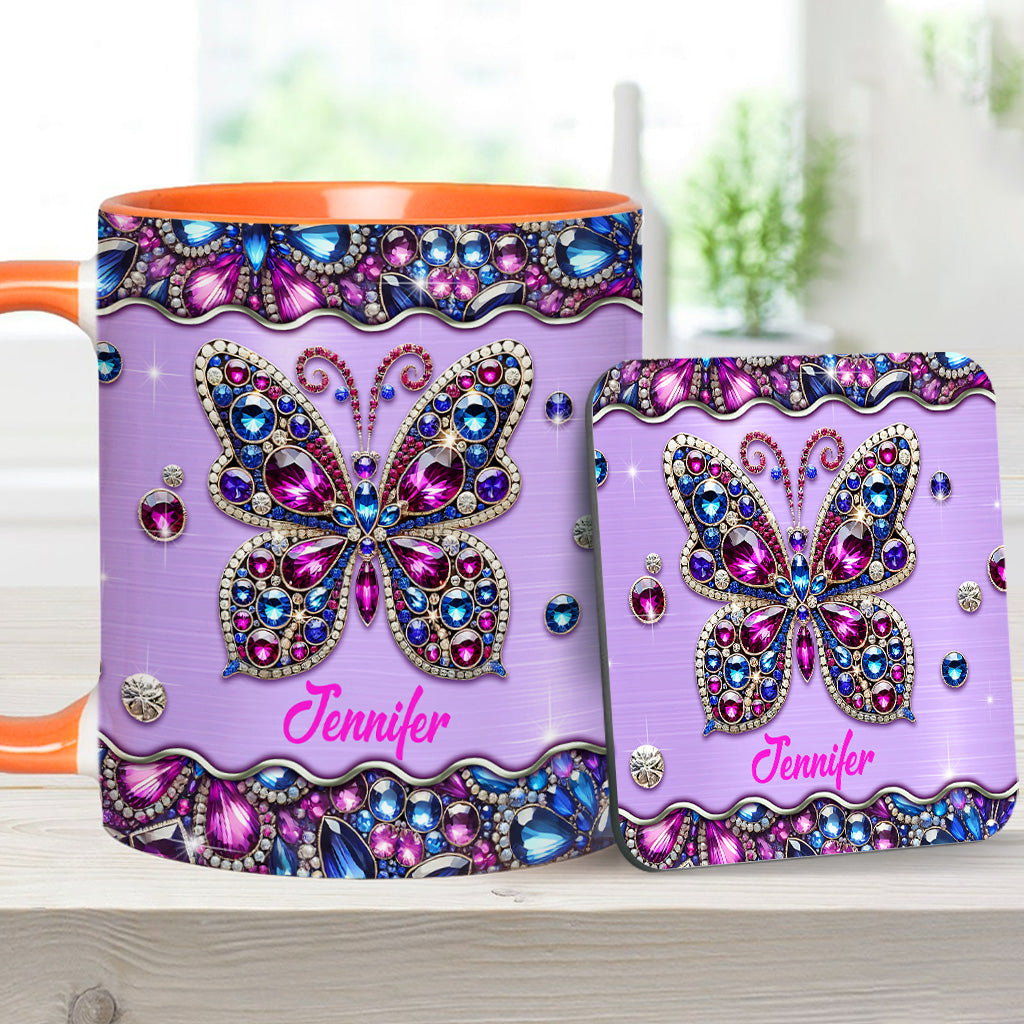 Mug personnalisé à motif papillon scintillant