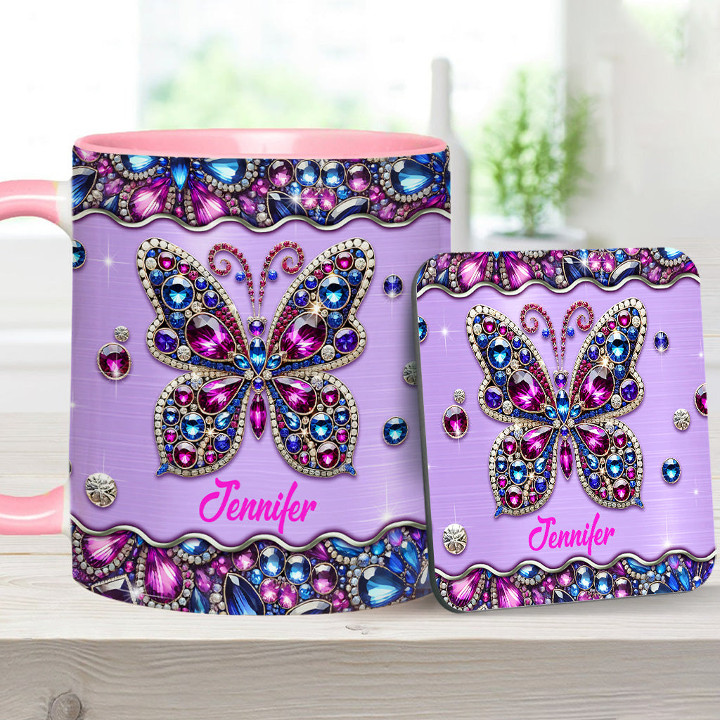 Mug personnalisé à motif papillon scintillant