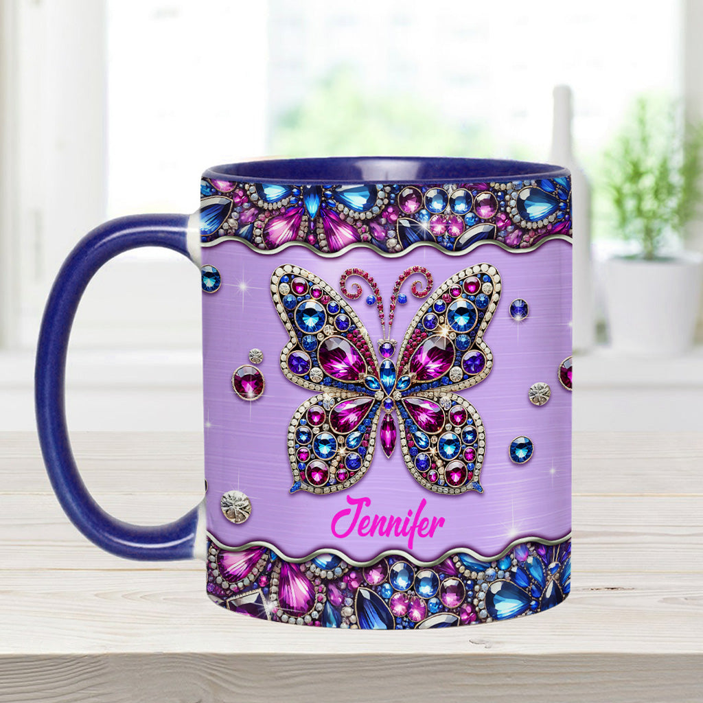 Mug personnalisé à motif papillon scintillant