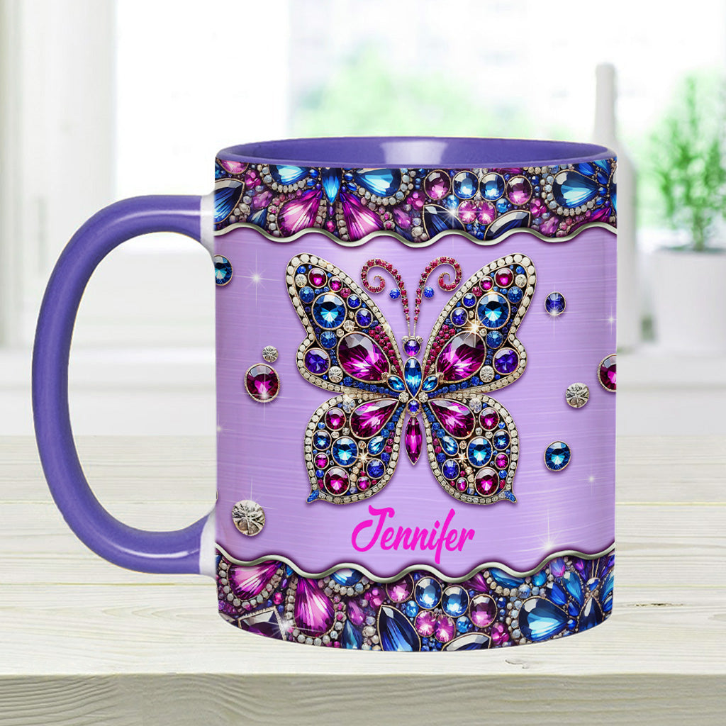 Mug personnalisé à motif papillon scintillant