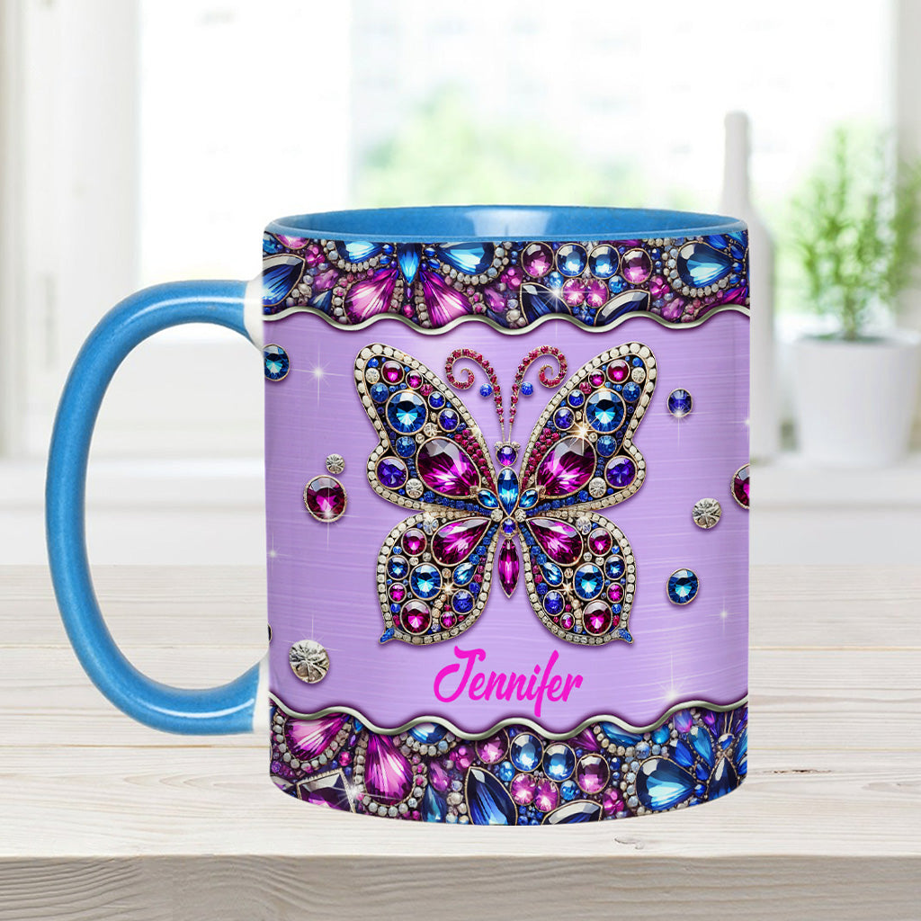 Mug personnalisé à motif papillon scintillant