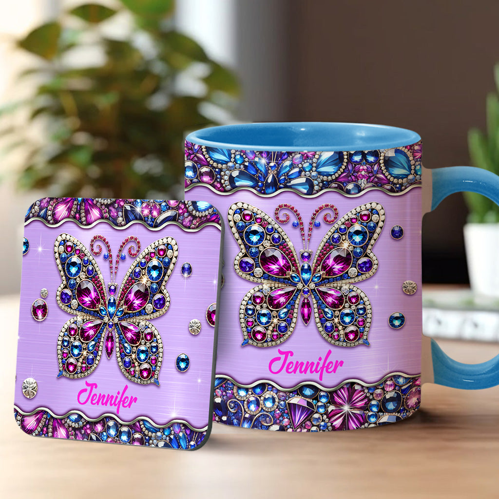 Mug personnalisé à motif papillon scintillant