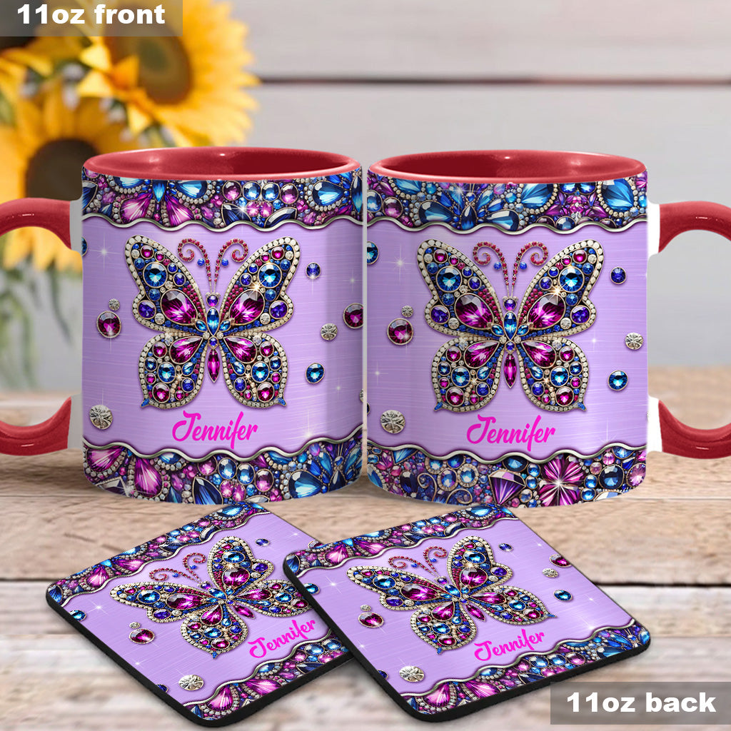 Mug personnalisé à motif papillon scintillant