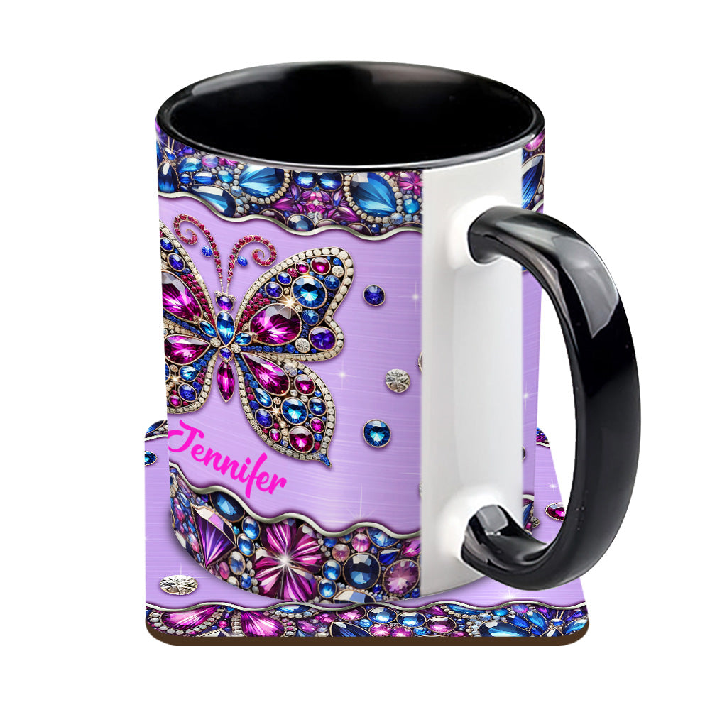Mug personnalisé à motif papillon scintillant