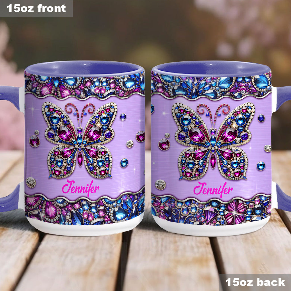 Mug personnalisé à motif papillon scintillant