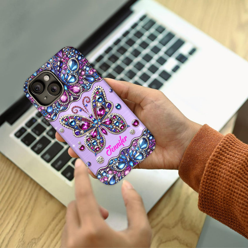 Glitzernder Schmetterling – Personalisierte Handyhülle mit Schmetterlingsmotiv