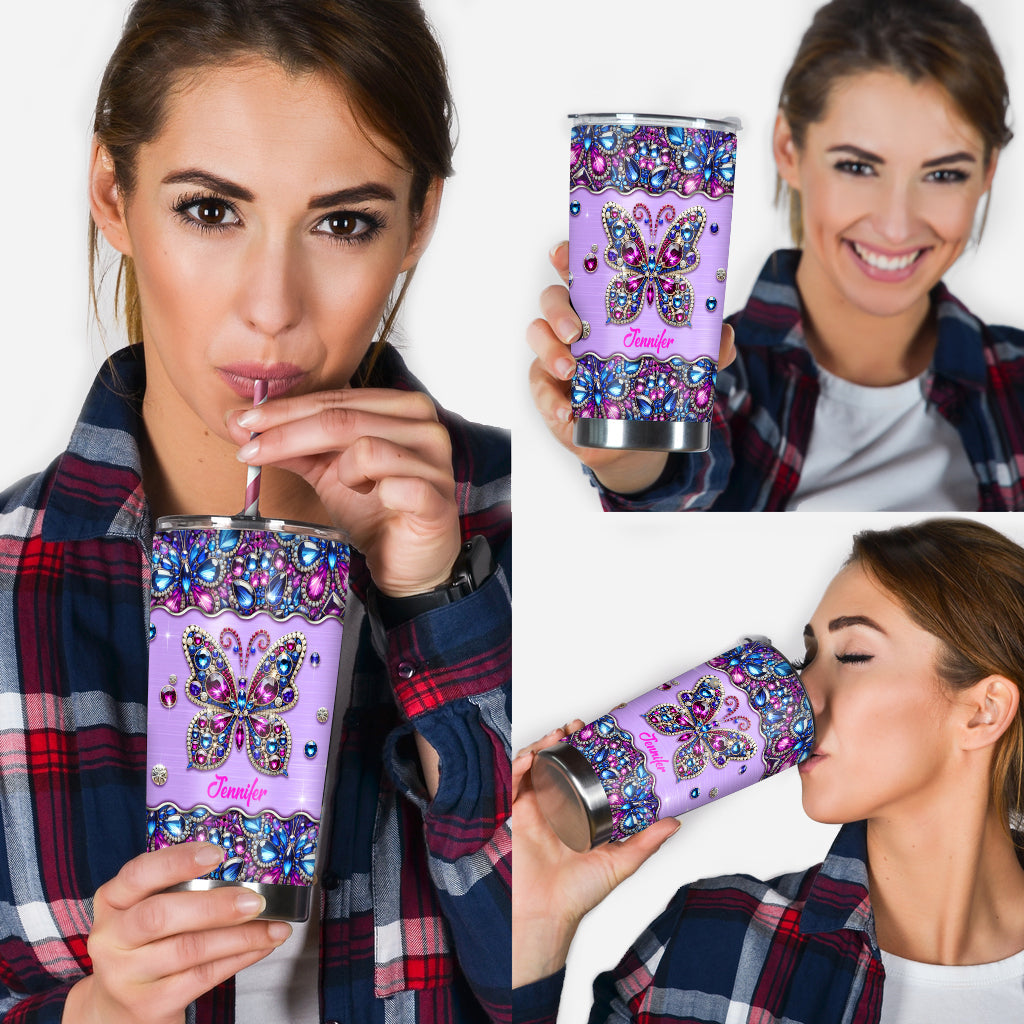 Glitzernder Schmetterling – Personalisierter Schmetterlingsbecher