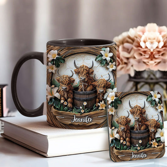 Liebe Hochlandrinder - Personalisierte Tasse