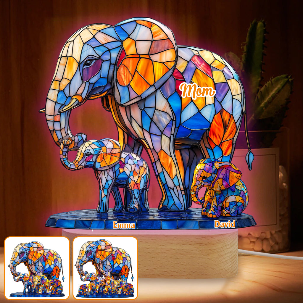 We Love You Mom Grandma Aunt - Personalized Mother Shaped Plaque Light Base