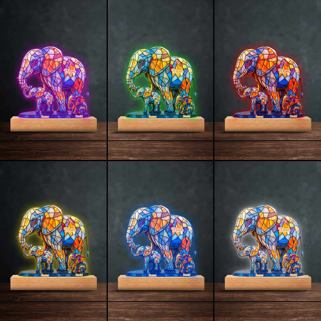 We Love You Mom Grandma Aunt - Personalized Mother Shaped Plaque Light Base