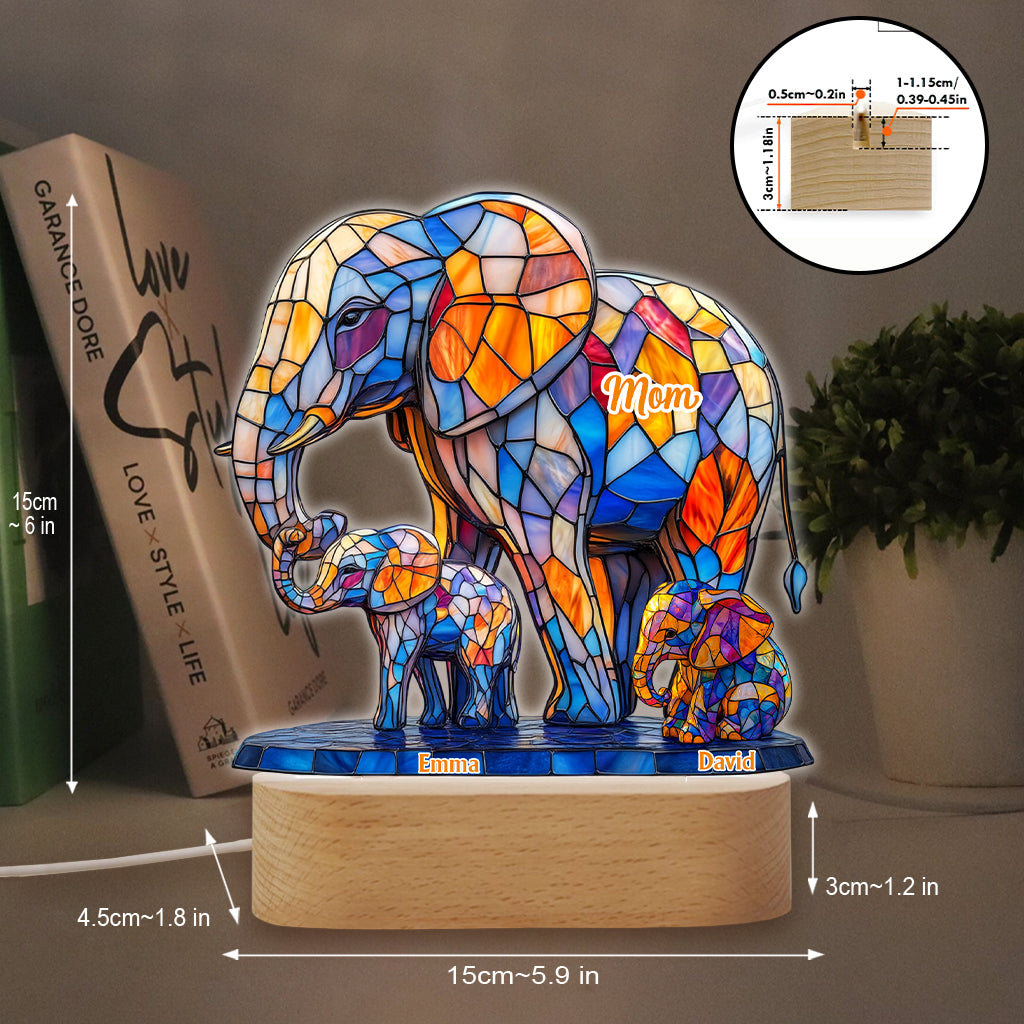 We Love You Mom Grandma Aunt - Personalized Mother Shaped Plaque Light Base