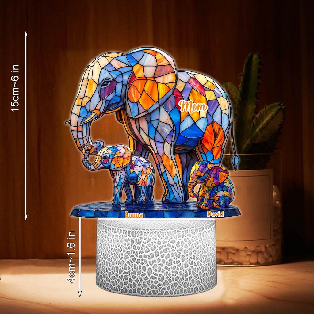 We Love You Mom Grandma Aunt - Personalized Mother Shaped Plaque Light Base