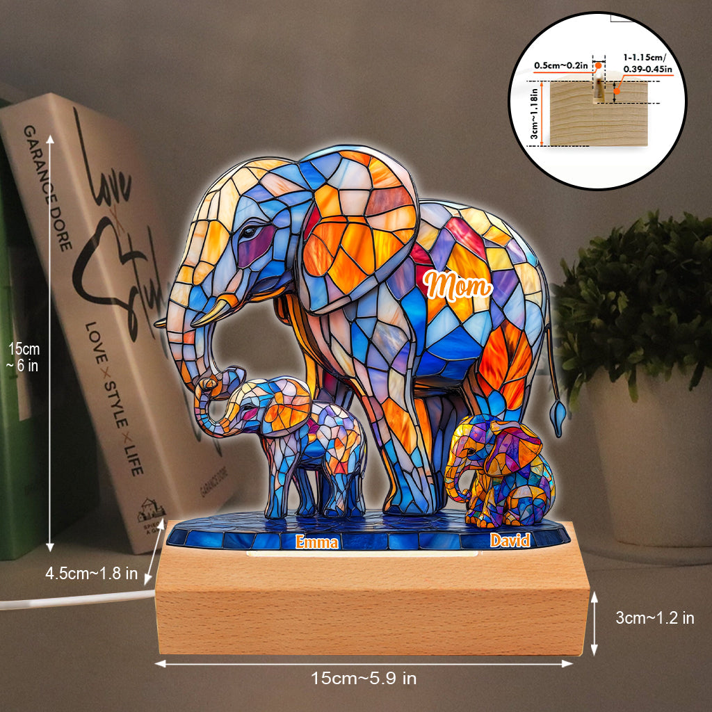 We Love You Mom Grandma Aunt - Personalized Mother Shaped Plaque Light Base