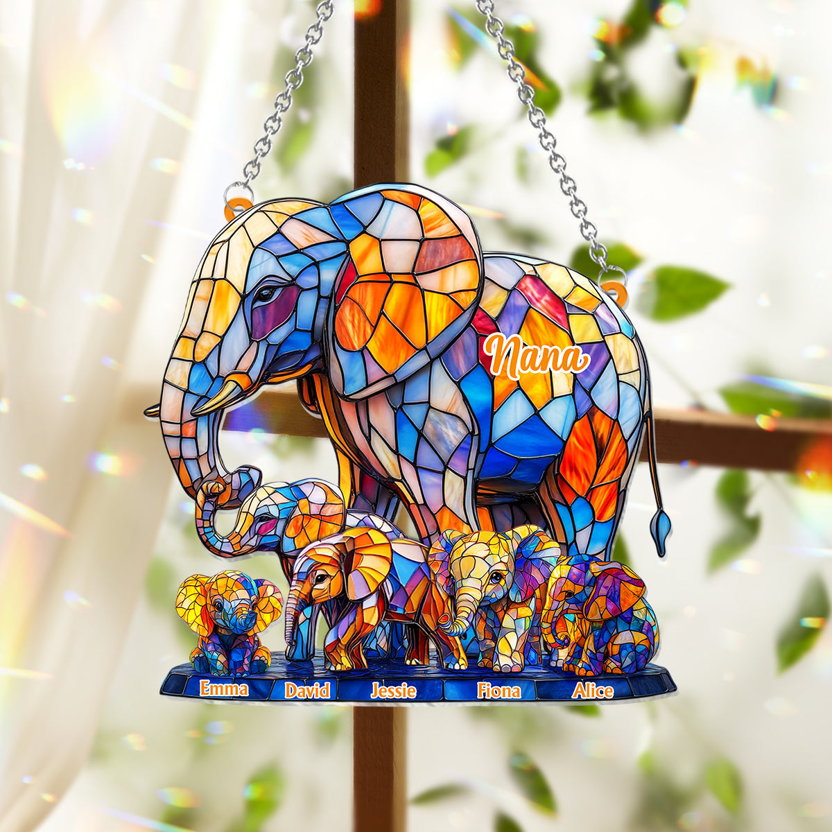 We Love You Mom Grandma Aunt - Personalized Mother Window Hanging Suncatcher Ornament