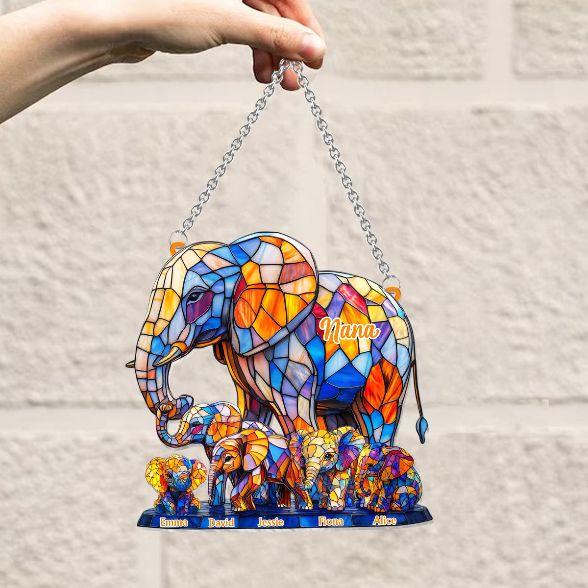 We Love You Mom Grandma Aunt - Personalized Mother Window Hanging Suncatcher Ornament