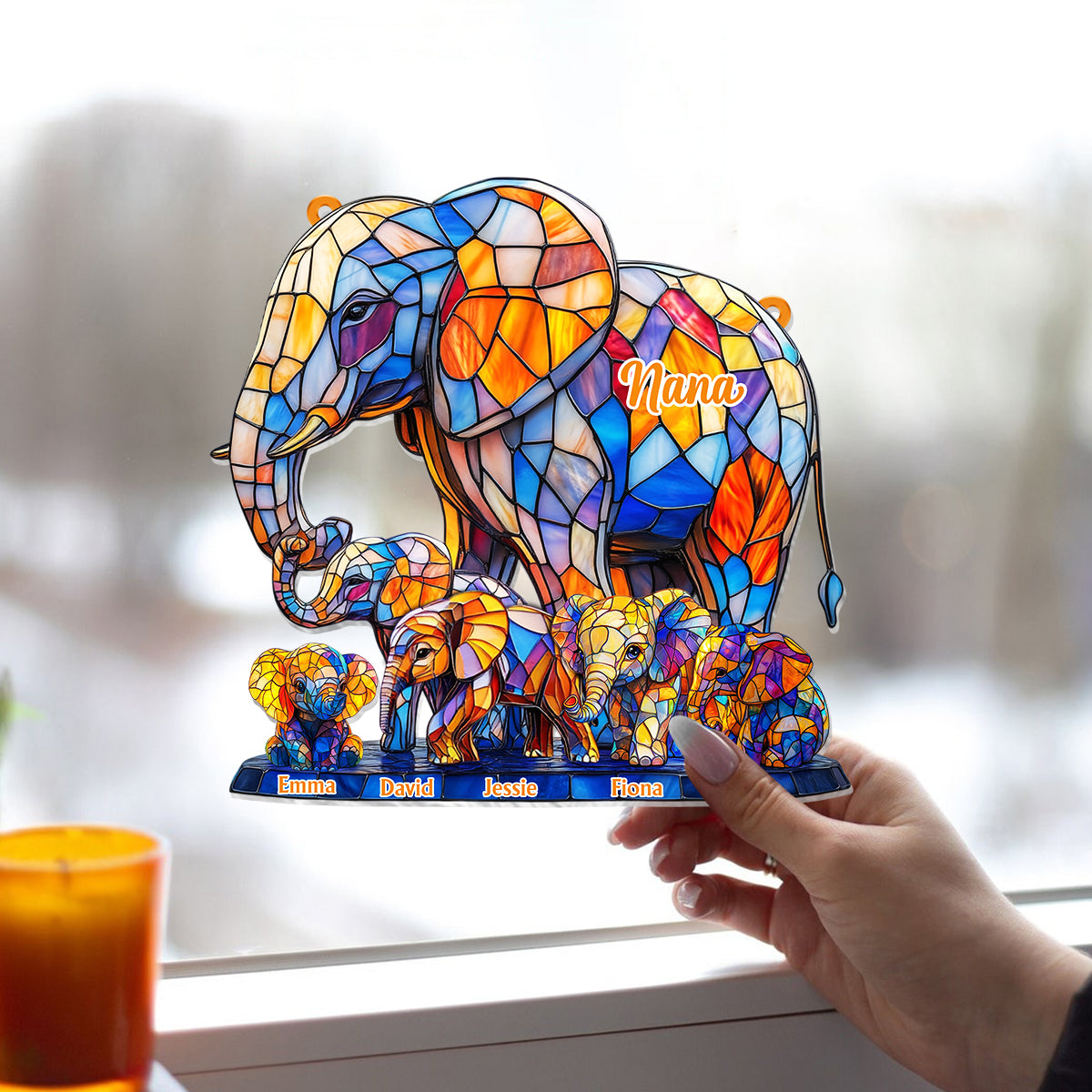 We Love You Mom Grandma Aunt - Personalized Mother Window Hanging Suncatcher Ornament