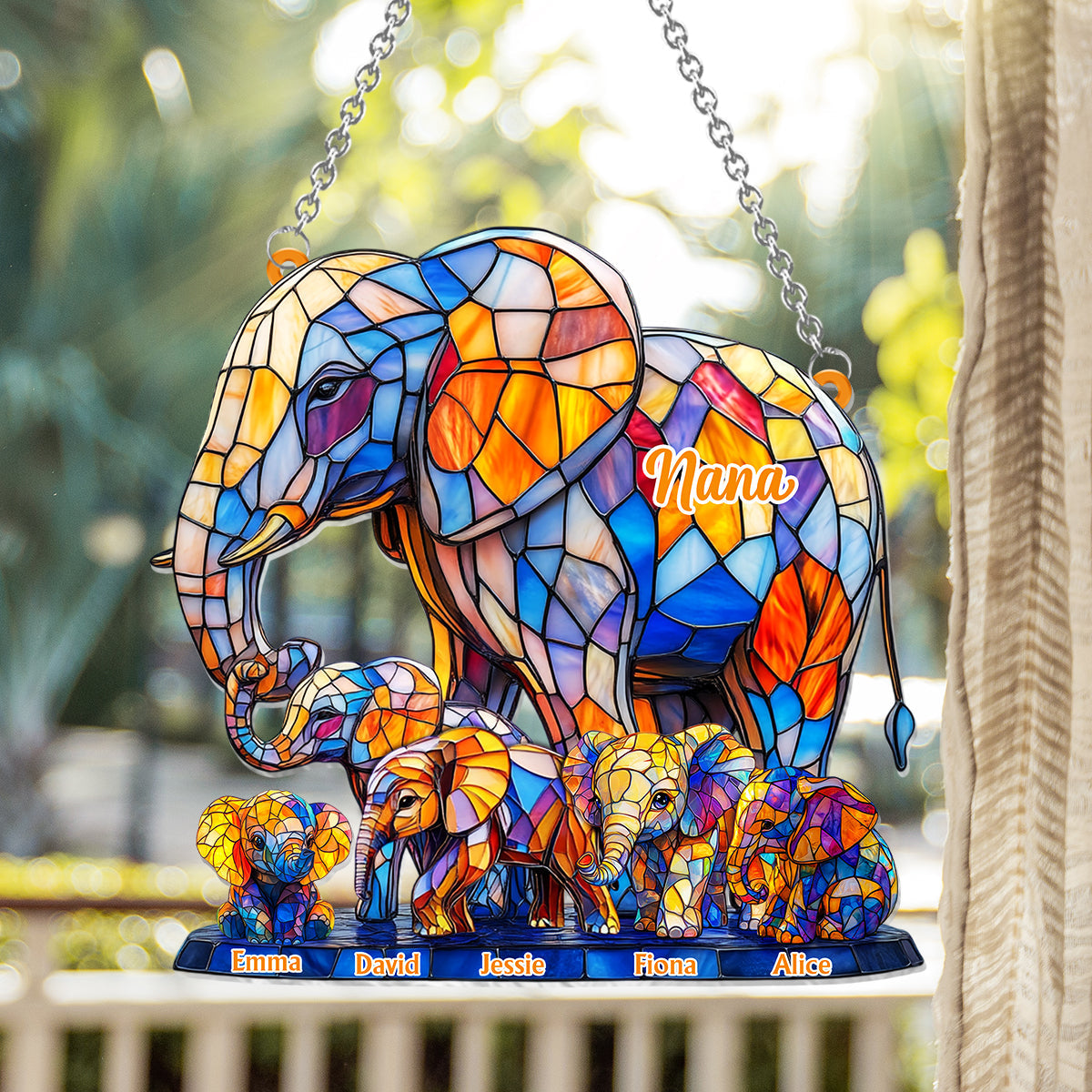 We Love You Mom Grandma Aunt - Personalized Mother Window Hanging Suncatcher Ornament