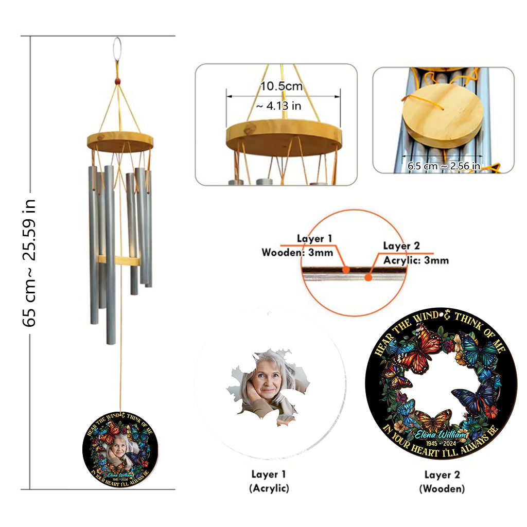 Hear The Wind And Think Of Me - Personalized Memorial Wind Chime Suncatcher