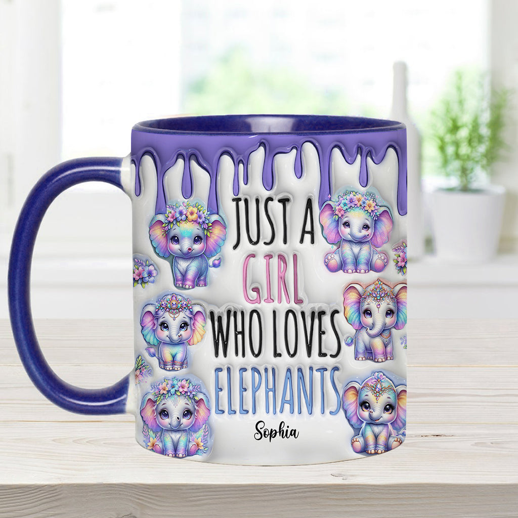 Einfach ein Mädchen, das Elefanten liebt – personalisierte Tasse mit Elefantenmotiv