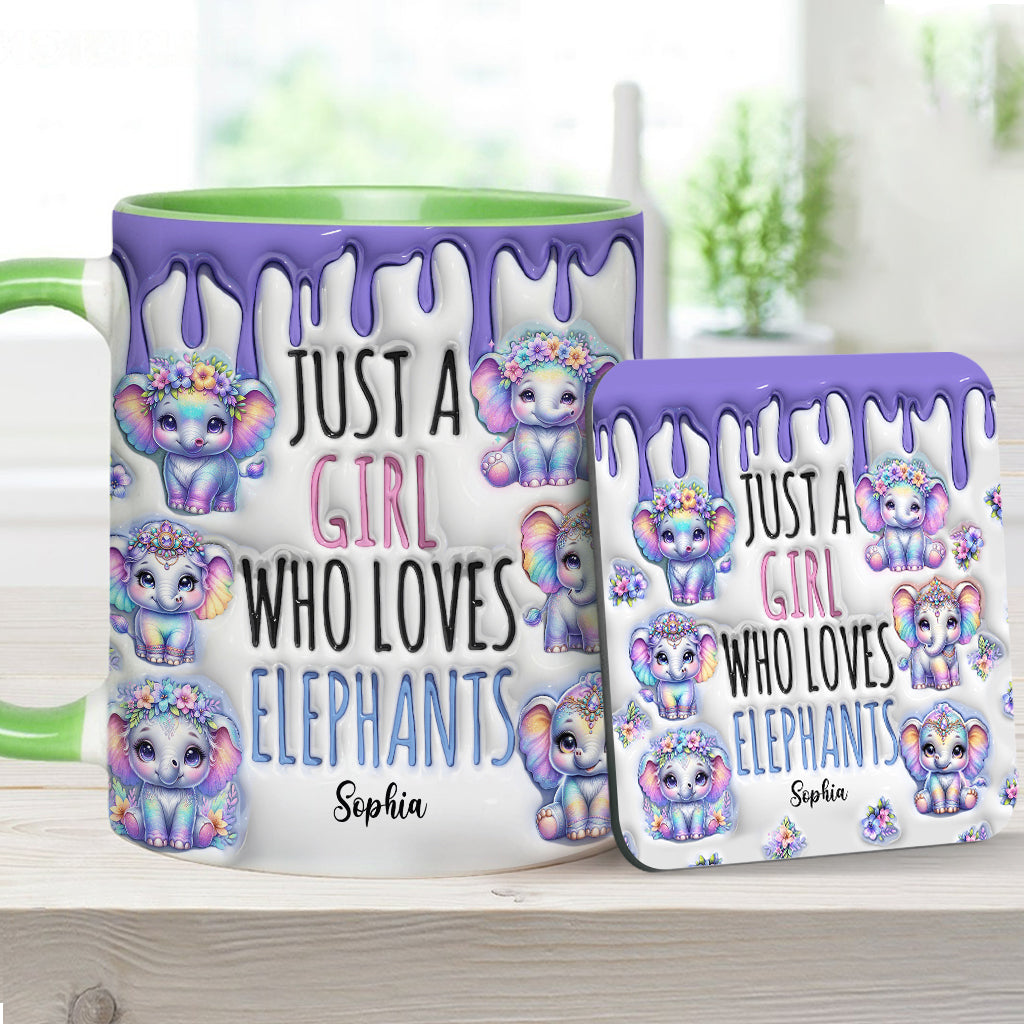 Einfach ein Mädchen, das Elefanten liebt – personalisierte Tasse mit Elefantenmotiv