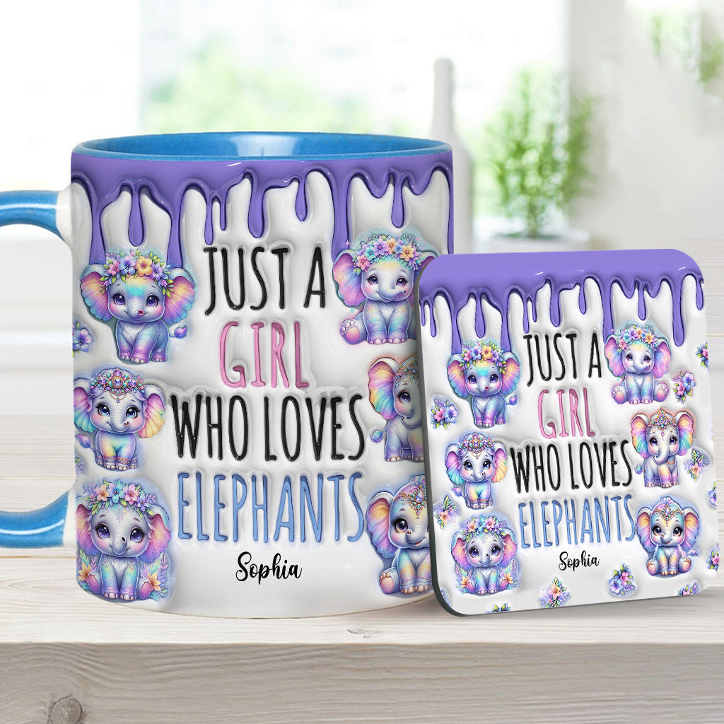 Einfach ein Mädchen, das Elefanten liebt – personalisierte Tasse mit Elefantenmotiv
